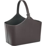 Beliani - panier de rangement traditionnel en cuir pu fait main avec poigne pour porte - revues marron ...