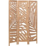 Paravent à 3 panneaux pliants en bois de paulownia bois clair 170 x 122 cm vernago Paravent à 3 panneaux pliants en bois de paulownia bois clair 170 x 122 cm vernago