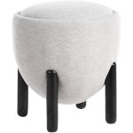 Beliani - pouf en lin synth�tique rembourr� pieds en bois d'h�v�a tabouret meuble de salon chambre gris ...
