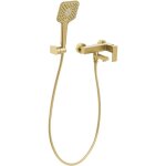 Beliani - robinet mitigeur bain - douche mural en laiton bec unique et douchette dor balneario
