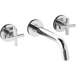 Beliani - robinet mitigeur pour lavabo mural en laiton double commande argent� kaieteur