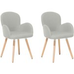 Beliani - set 2 chaises fauteuils scandinaves tapisses en tissu gris clair avec pieds en bois pour salle ...