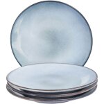 Beliani - set de 4 assiettes plates en grès artisanal pour 4 personnes bleu clair juniper Beliani - set de 4 assiettes plates en grès artisanal pour 4 personnes bleu clair juniper