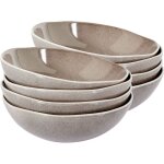 Beliani - set de 8 assiettes creuses en gr�s artisanal finition �mail r�active gris costmary