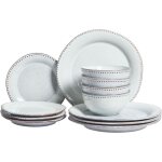 Beliani - set de vaisselle 12 pices en grs finition mail bleu clair chervil