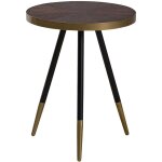 Beliani - table d'appoint ronde 44 cm avec plateau effet bois fonc et dtails en mtal dor de style ...