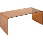 Table basse moderne minimaliste en verre rectangulaire transparente marron kendall