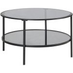 Beliani - table basse moderne en verre tremp� 80 cm tablette en fer noire tellaka