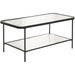 Beliani - table basse rétro rectangulaire en verre trempé cannelé cadre en fer et etagère noir blair Beliani - table basse rétro rectangulaire en verre trempé cannelé cadre en fer et etagère noir blair
