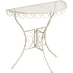 Beliani - table de bistrot de jardin vintage en m�tal 80 x 36 cm cadre en fer beige clair juina