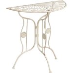 Beliani - table de bistrot de jardin vintage en m�tal 80 x 37 cm plateau en fer beige clair coggia
