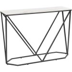 Table de couloir murale console effet marbre blanc en métal noir et mdf plaqué hazen Table de couloir murale console effet marbre blanc en métal noir et mdf plaqué hazen