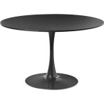 Beliani - table de cuisine ronde minimaliste  120 cm base en mtal plateau mdf noir boca