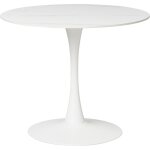 Beliani - table de cuisine ronde minimaliste  90 cm plateau en pierre fritte base en mtal effet marbre ...