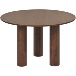 Table  manger de cuisine rustique plateau rond pieds en hva ? 120 cm bois de frne fonc orin