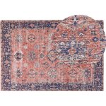 Tapis motif oriental effet vieilli 140 x 200 cm en coton rouge et bleu kurin Tapis motif oriental effet vieilli 140 x 200 cm en coton rouge et bleu kurin