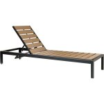 Beliani - transat de jardin moderne dossier réglable bois clair et aluminium noir nardo Beliani - transat de jardin moderne dossier réglable bois clair et aluminium noir nardo