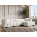 Canap� d'angle effet peau de mouton blanc �cru bella - angle