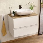 Bellobath - meuble salle de bain avec plan vasque en c�ramique, meuble mont� avec 2 tiroirs, 100 x 55 ...