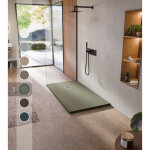 Bellobath - receveur de douche en r�sine antid�rapant - texture ardoise douce - avec la bonde et la grille ...