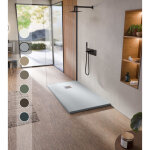 Bellobath - receveur de douche en r�sine antid�rapante - texture ardoise douce - avec la bonde et la ...