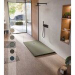 Bellobath - receveur de douche en r�sine antid�rapante - texture ardoise lisse - avec la bonde et la ...