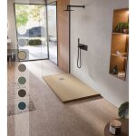 Bellobath - receveur de douche en r�sine antid�rapante - texture ardoise lisse - avec la bonde et la ...