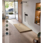 Bellobath - receveur de douche en r�sine antid�rapante - texture ardoise lisse - avec la bonde et la ...