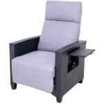 Belonid fauteuil de jardin avec dossier r�glable, transat en simili - rotin avec table pliante