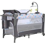 Berceau pour bb mophorn, capacit de charge de 77 lb, lit de chevet portable avec panier de rangement, ...