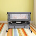 Haloyo - berceau cododo pour b�b� �, berceau, voyage, � bascule, r�glage de la hauteur, blanc cass�