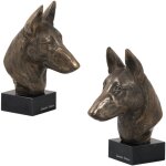 Berger belge malinois - statuette de chien, buste sur socle en pierre, sculpture, trophe pour une exposition ...