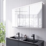 Bernstein - armoire de toilette mfc 3 portes miroirs, éclairage led, prise de courant intérieure et 4 ... Bernstein - armoire de toilette mfc 3 portes miroirs, éclairage led, prise de courant intérieure et 4 ...