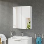 Bernstein - armoire de toilette suspendue blanc mat 60x18x70cm (lxpxh) 2 portes miroir, clairage led, ...