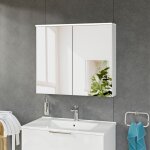 Bernstein - armoire de toilette suspendue blanc mat 80x18x70cm (lxpxh) 2 portes miroir, �clairage led, ...