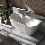 Bernstein - baignoire droite semi - lot murale ovale design acrylique pour salle de bain, isolation ...