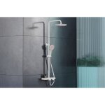 Bernstein - colonne de douche thermostatique murale blanc / rose 30x45x87 - 132cm (lxpxh) hauteur r�glable, ...