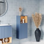 Bernstein - meuble colonne armoire suspendue bleu azur mat mdf 42x95x24cm (lxhxp), charnires flexibles ...