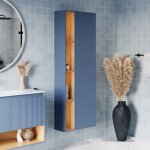 Bernstein - meuble colonne armoire suspendue bleu azur mat mdf 60x24x170cm (lxhxp), charni�res flexibles ...
