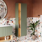 Bernstein - meuble colonne armoire suspendue vert jade mat mdf 60x24x170cm (lxhxp), charni�res flexibles ...