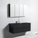 Meuble double vasque suspendu salle de bain mdf noir mat, lavabo marbre noir mat + trou robinet & 4 tiroirs ... Meuble double vasque suspendu salle de bain mdf noir mat, lavabo marbre noir mat + trou robinet & 4 tiroirs ...