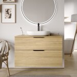 Bernstein - meuble sous vasque lave - main suspendu mdf chne gris 100x46x62cm plan lavabo chne gris ...