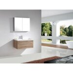 Meuble vasque chne blanchi de salle de bain 90x48x40 (lxpxh) 1 tiroir, poigne chrome - t900 - bernstein ...