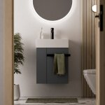 Bernstein - meuble vasque lave - main anthracite mat 45x35x50cm (lxpxh) 1 tiroir + rangement gauche + ...