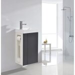 Meuble vasque lave - main mdf anthracite mat 40x29x72cm + trou robinet + 1 tiroir coulissant droite + ...