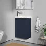 Bernstein - meuble vasque lave - main suspendu mdf bleu nuit mat 40x22x60cm, lavabo cramique blanc + ...