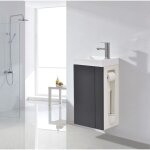 Bernstein - meuble vasque mdf anthracite mat 40x29x72cm + trou robinet + 1 tiroir gauche / droite + porte ... Bernstein - meuble vasque mdf anthracite mat 40x29x72cm + trou robinet + 1 tiroir gauche / droite + porte ...