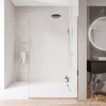 Paroi de douche italienne 160x200cm, verre nano 10mm, profil� mural + sol chrome - ex102 1600 mm, avec ...