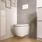 Bernstein - wc suspendu blanc brillant 36x53x36cm (lxpxh) sans rebord, abattant fermeture progressive ...