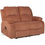 Bestmobilier - armand - canap� 2 places relax �lectrique en velours c�tel� - terracotta